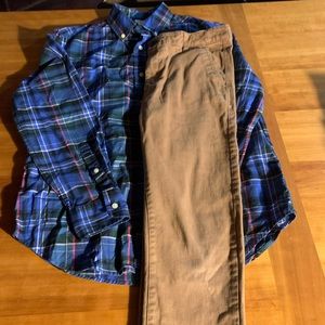 Boys J Crew button down shirt with H&M Chino Pants